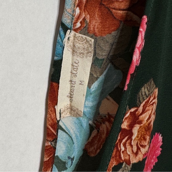 Altar’d State Dark Floral Blouse Flare Bell Sleeve Choker Collar Top SZ Medium - Picture 11 of 15